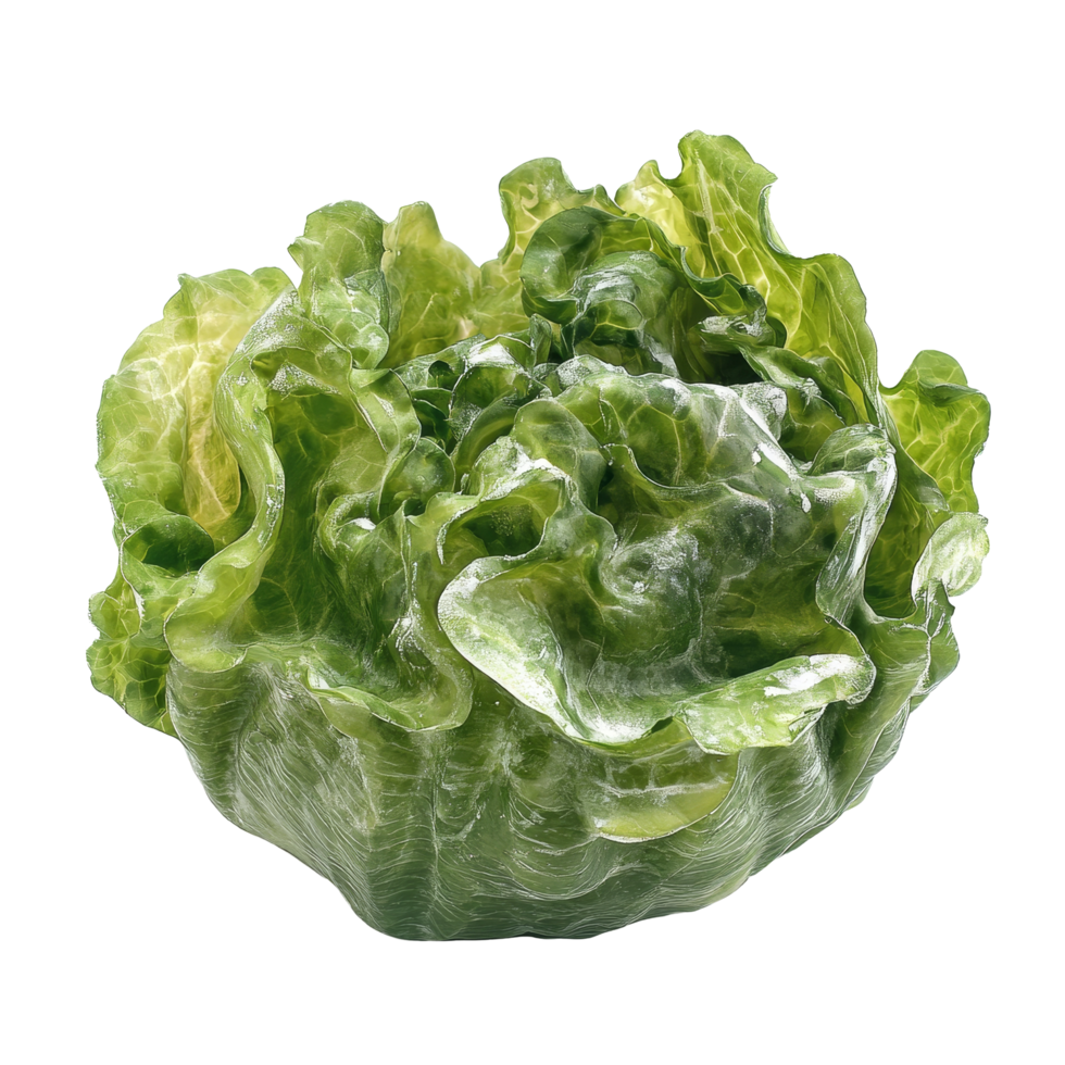 Fresh frillice iceberg lettuce arranged on a clean transparent background for culinary presentation and freshness, Frillice Iceberg Lettuce on transparent background png