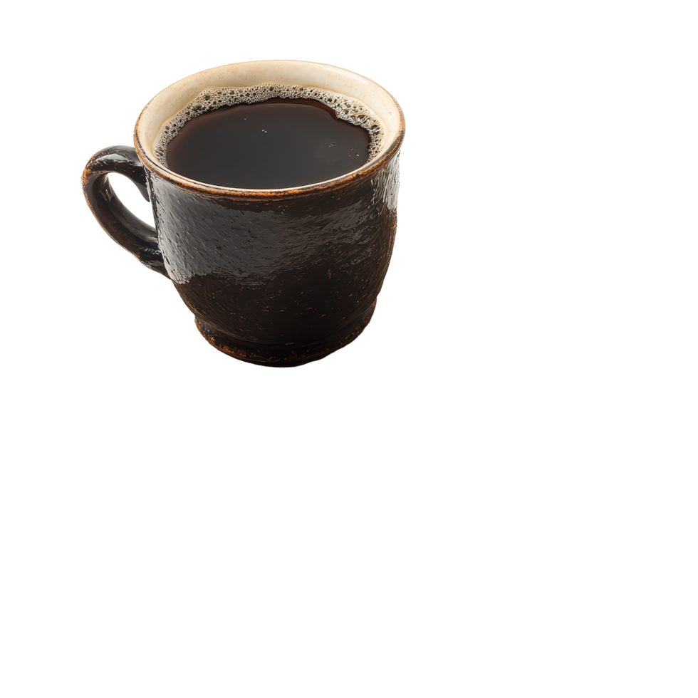 A vintage book resting on a textured surface with a warm cup of coffee on top against a clean transparent backdrop, Vintagestyle book with coffee cup on a transparent background png