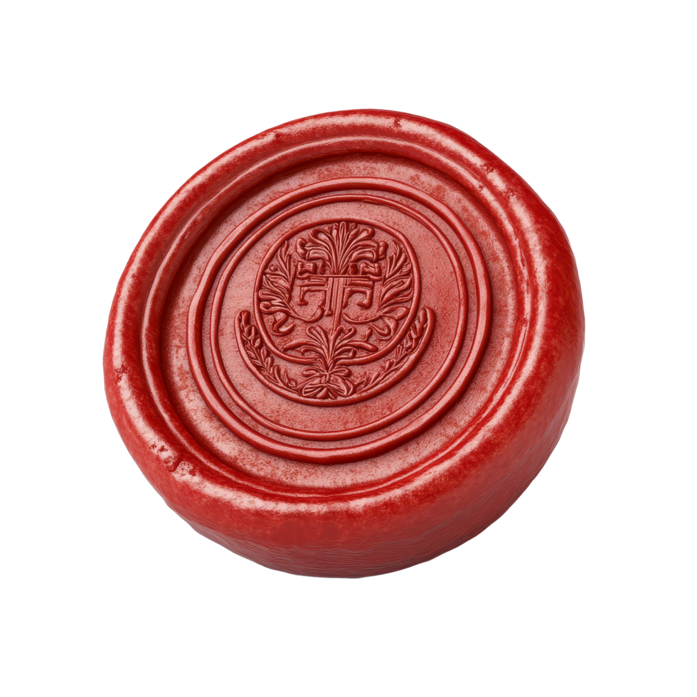 Wax seal featuring the word Approved set against a clean transparent background, Wax Seal with Approved Word Isolated png