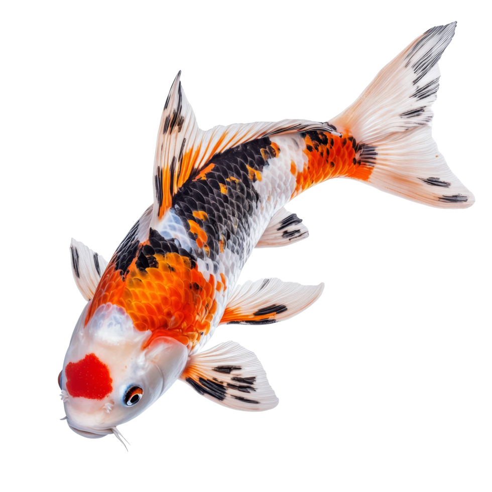 Beautiful koi fish swimming gracefully, isolated on a transparent background, showcasing vibrant colors and intricate patterns, Koi Fish, Isolated on transparent background png