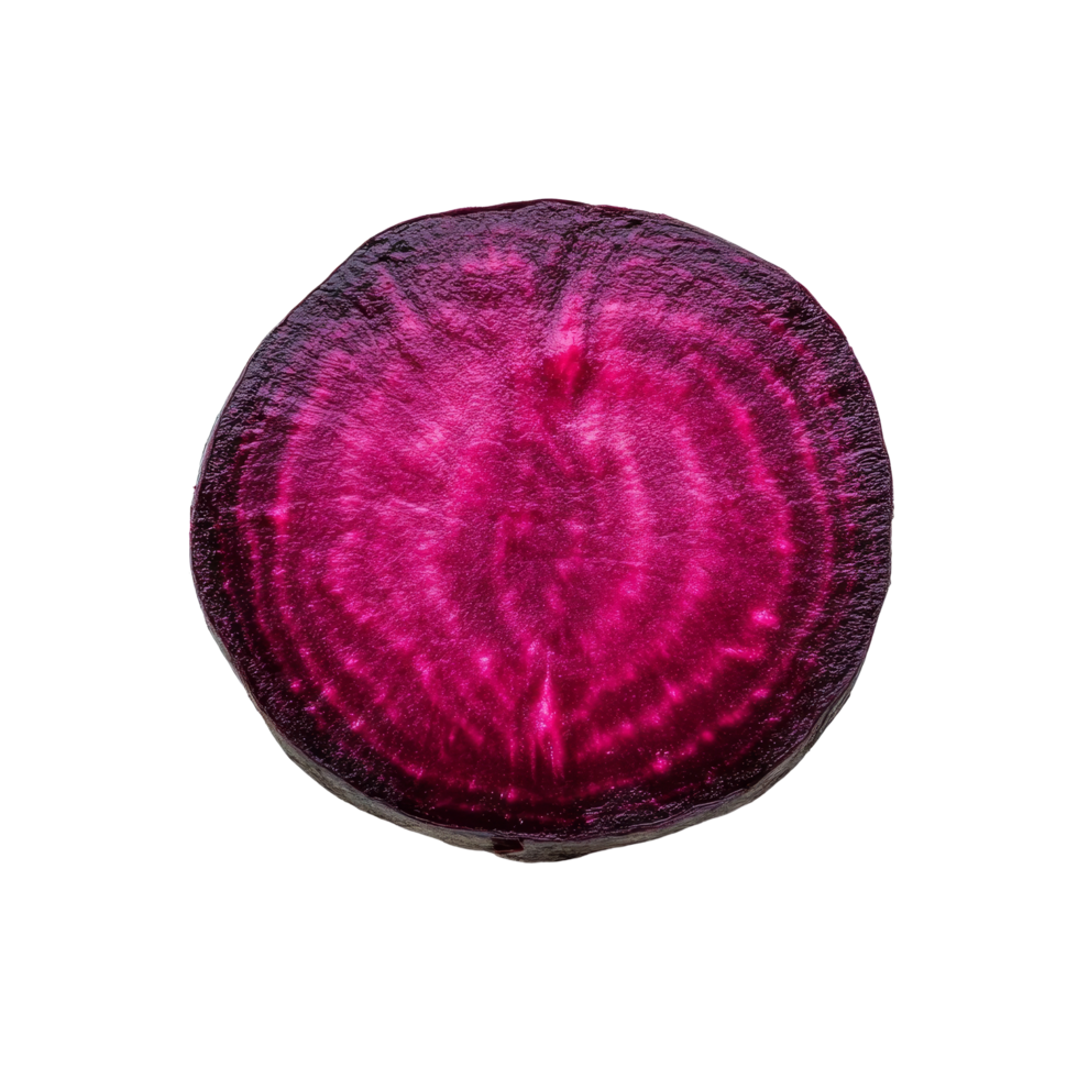 Freshly sliced beetroot showcased against a clean transparent background for culinary inspiration, slice beetroot on transparent background png