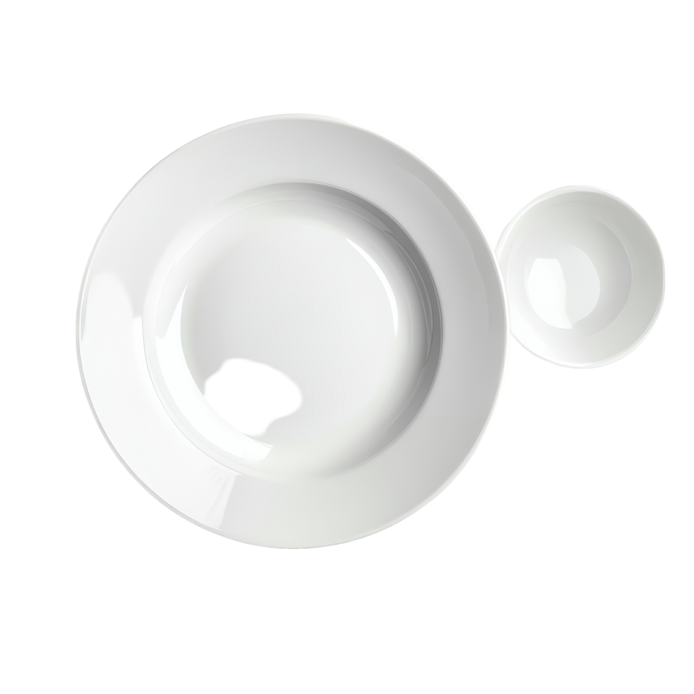 transparent dinner plate and small bowl arranged elegantly on a simple transparent background for dining display, transparent plate and bowl on transparent background png