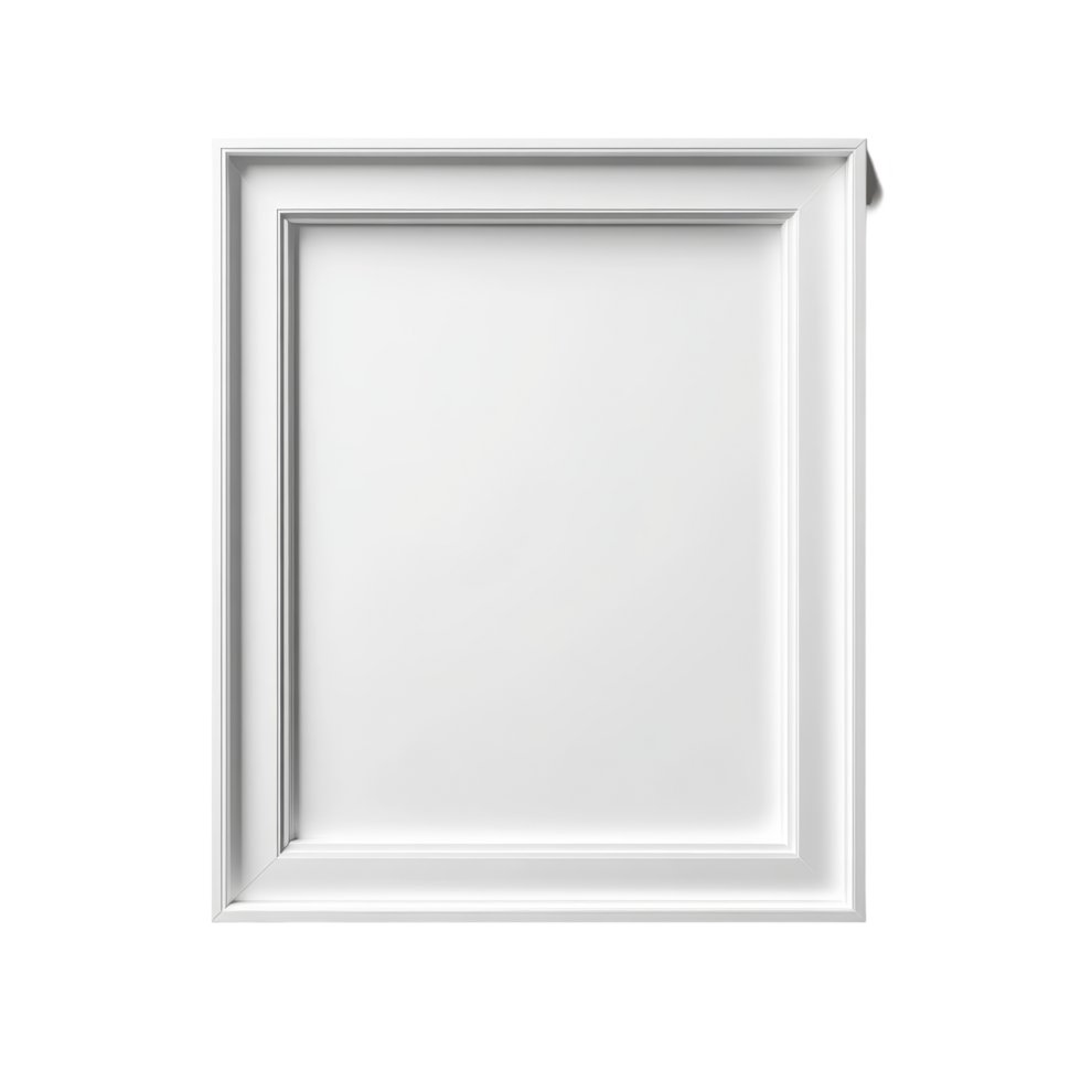 Modern minimalist transparent picture frame against a plain wall, showcasing simplicity and elegance in decor, modern minimalist simple transparent picture frame, file of isolated object on png