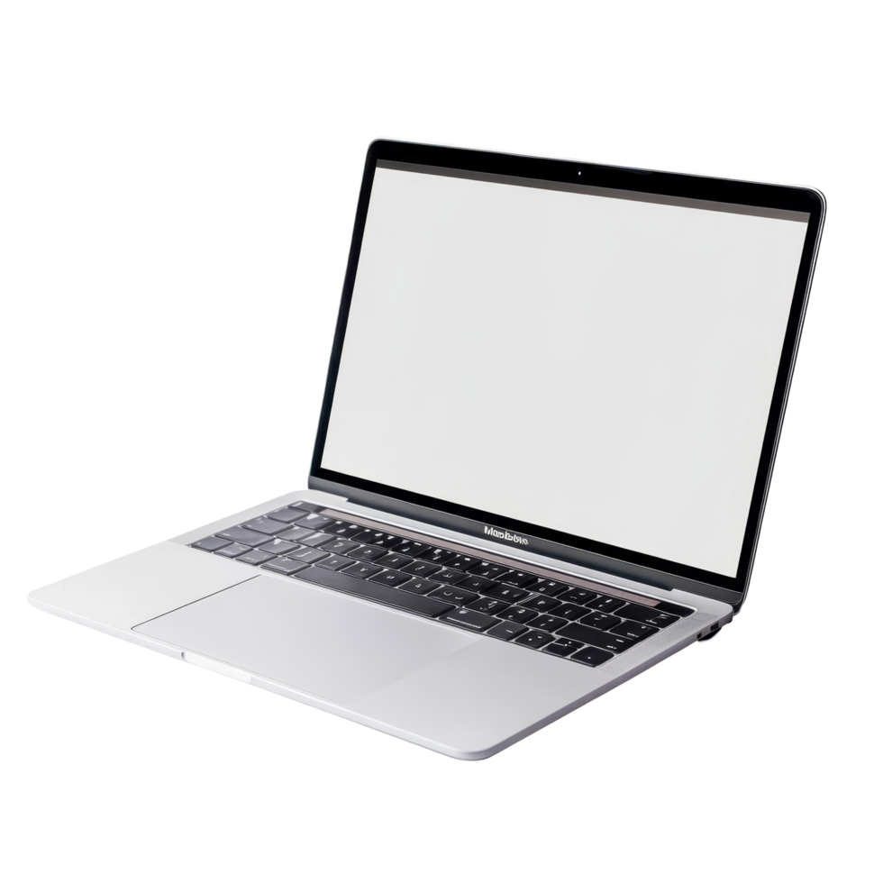 Modern laptop with a blank screen isolated on a clean transparent background for design and creative use, Laptop with empty space isolated on transparent background png