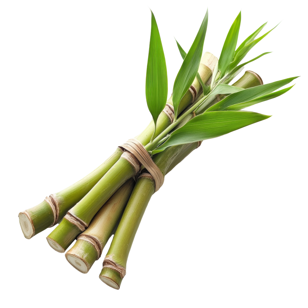 Fresh bamboo shoots bundled together on a clean transparent background, Bamboo shoot on transparent background png