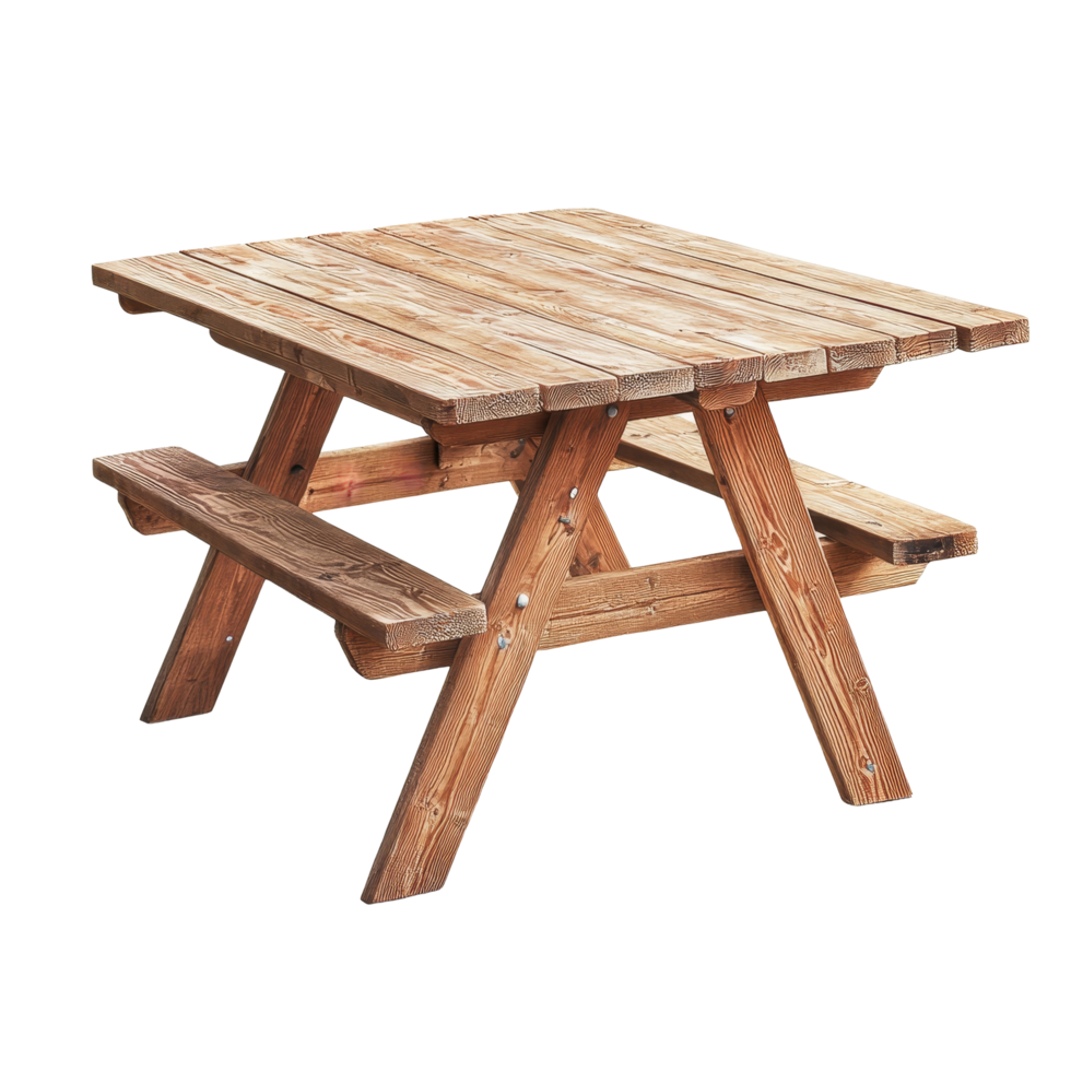 Isolated wooden picnic table perfect for outdoor dining and gatherings in any season, Picnic wooden table isolated on transparent background png