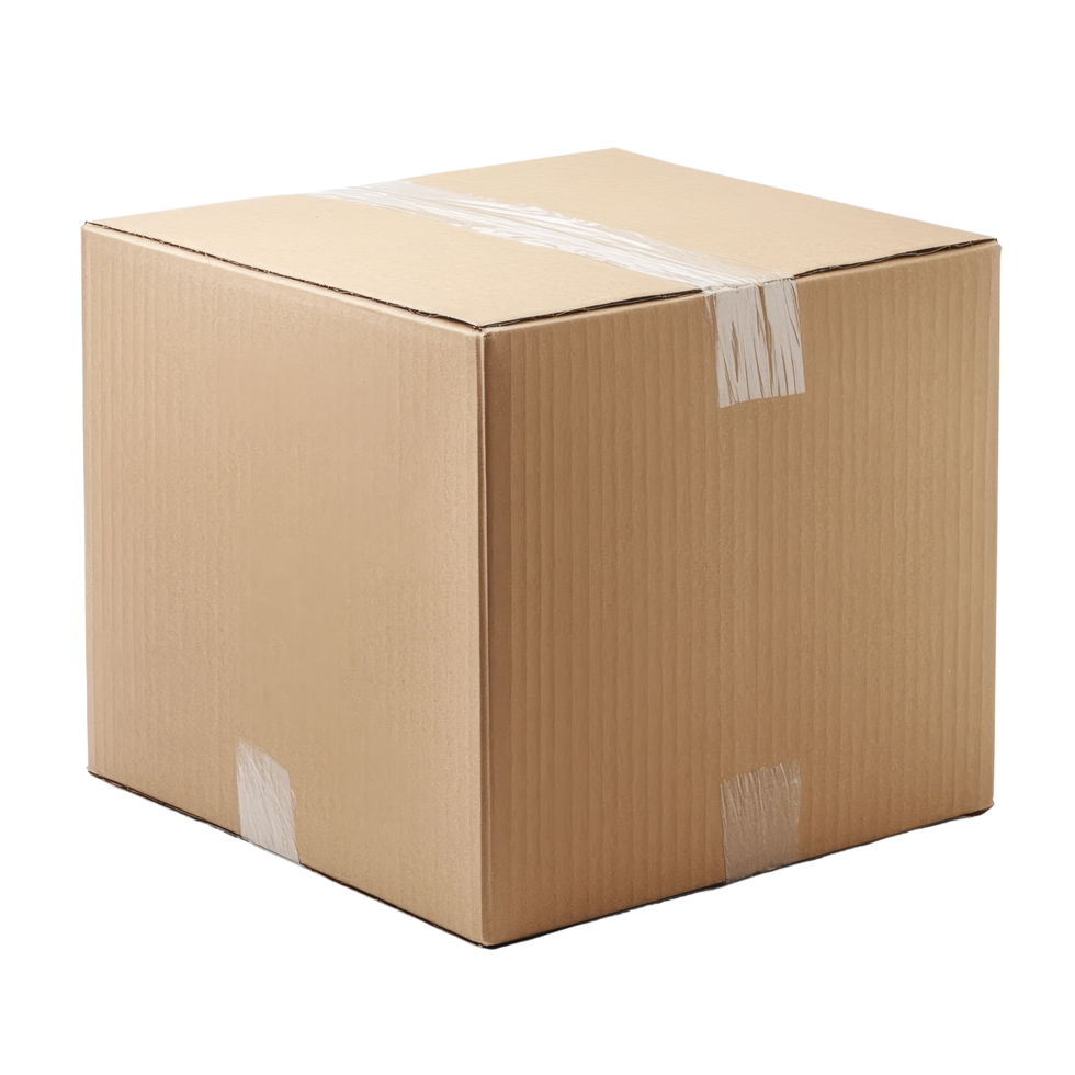Closed cardboard box isolated on a transparent background highlighting a simple, practical storage solution for various uses, Closed cardboard box isolated on transparent background png