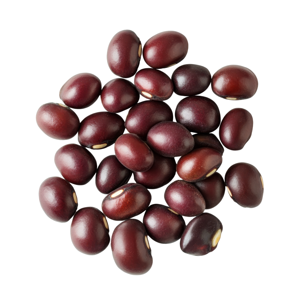 A closeup view of a group of adzuki beans isolated on a clean transparent background, Group of adzuki beans isolated png