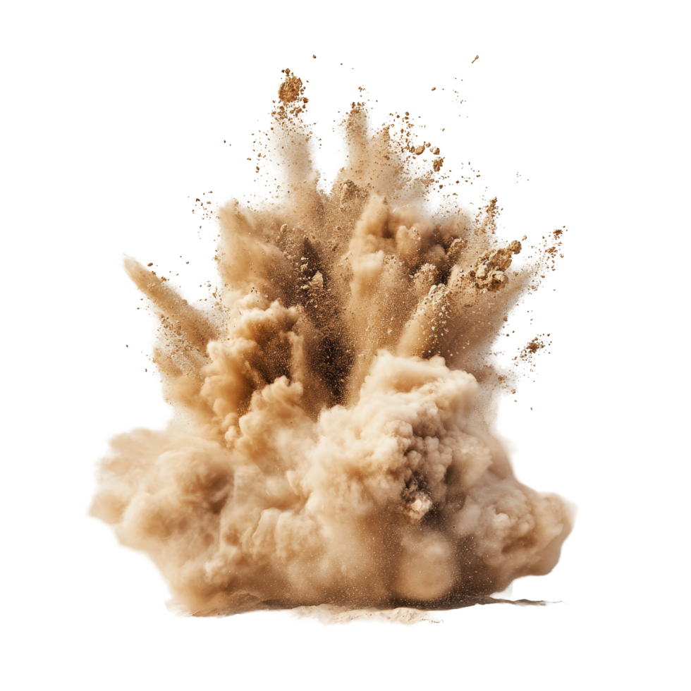 Desert sand explosion creating a dramatic pile against a transparent background, pile desert sand explosion on transparent backgroundfile png