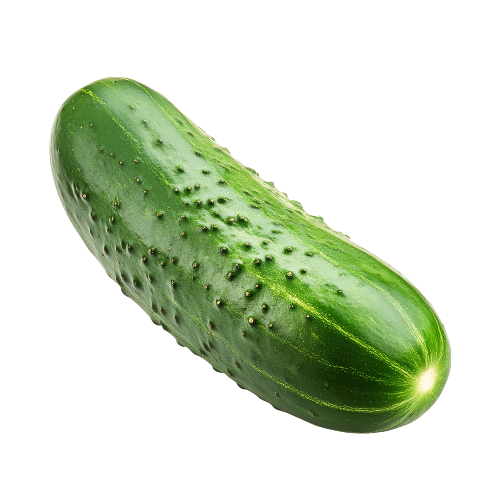 Fresh cucumber isolated on a clean transparent background showcasing its vibrant green color and unique texture in a style, cucumber isolated on transparent background png