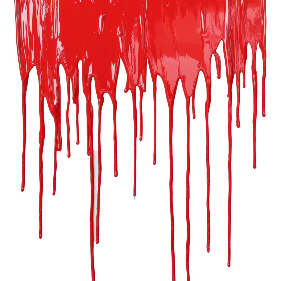 Dripping red paint creates a striking contrast on a clean transparent surface in a modern art setting, red paint dripping on transparent background png