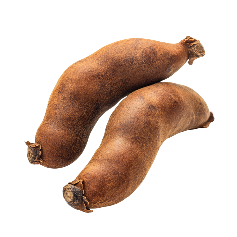 Tamarind pod isolated on a transparent background showcasing its unique shape and texture in natural lighting, tamarind isolated on transparent background png
