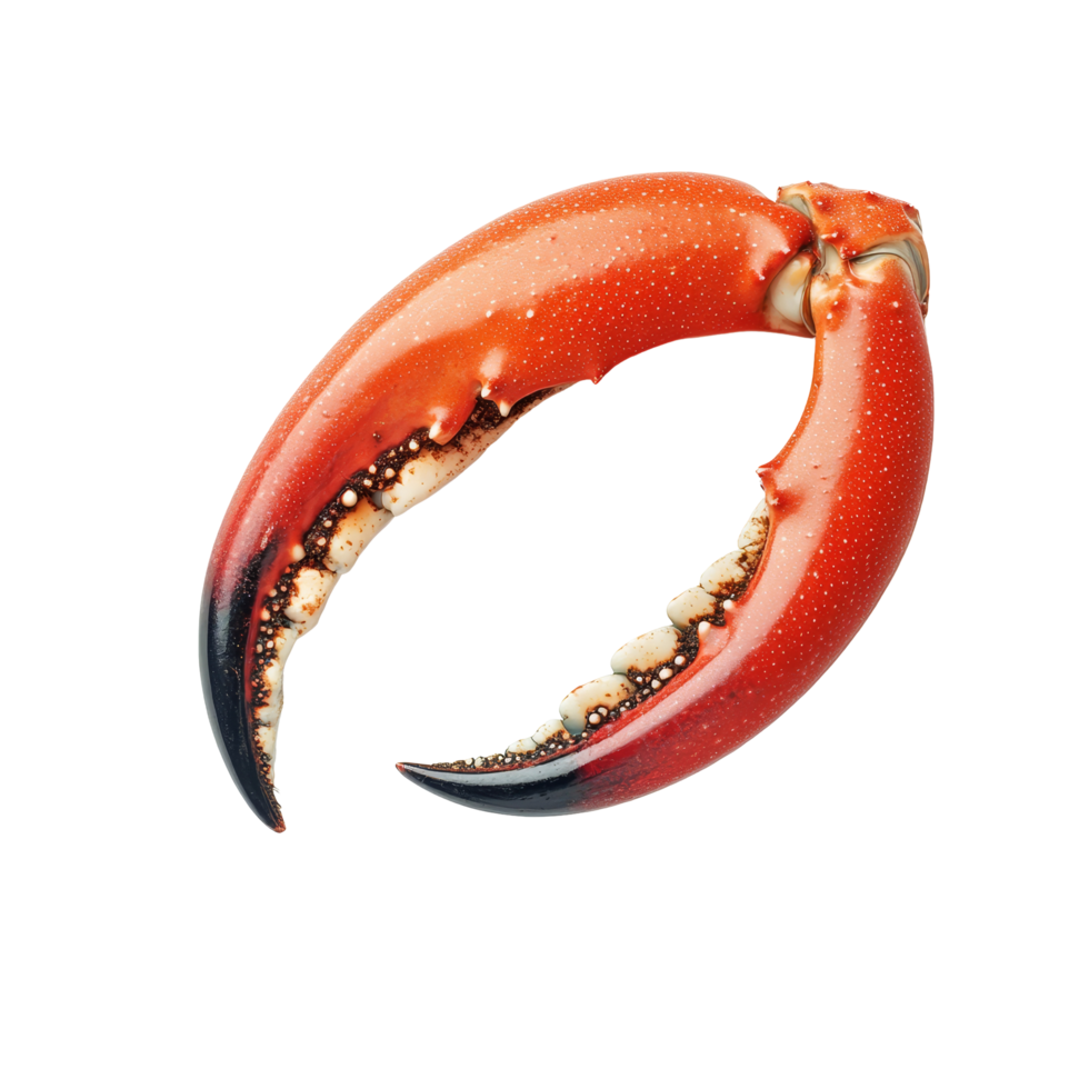 A vibrant crab claw set against a transparent background revealing intricate textures and natural colors, a red crab top view isolated on transparent background png