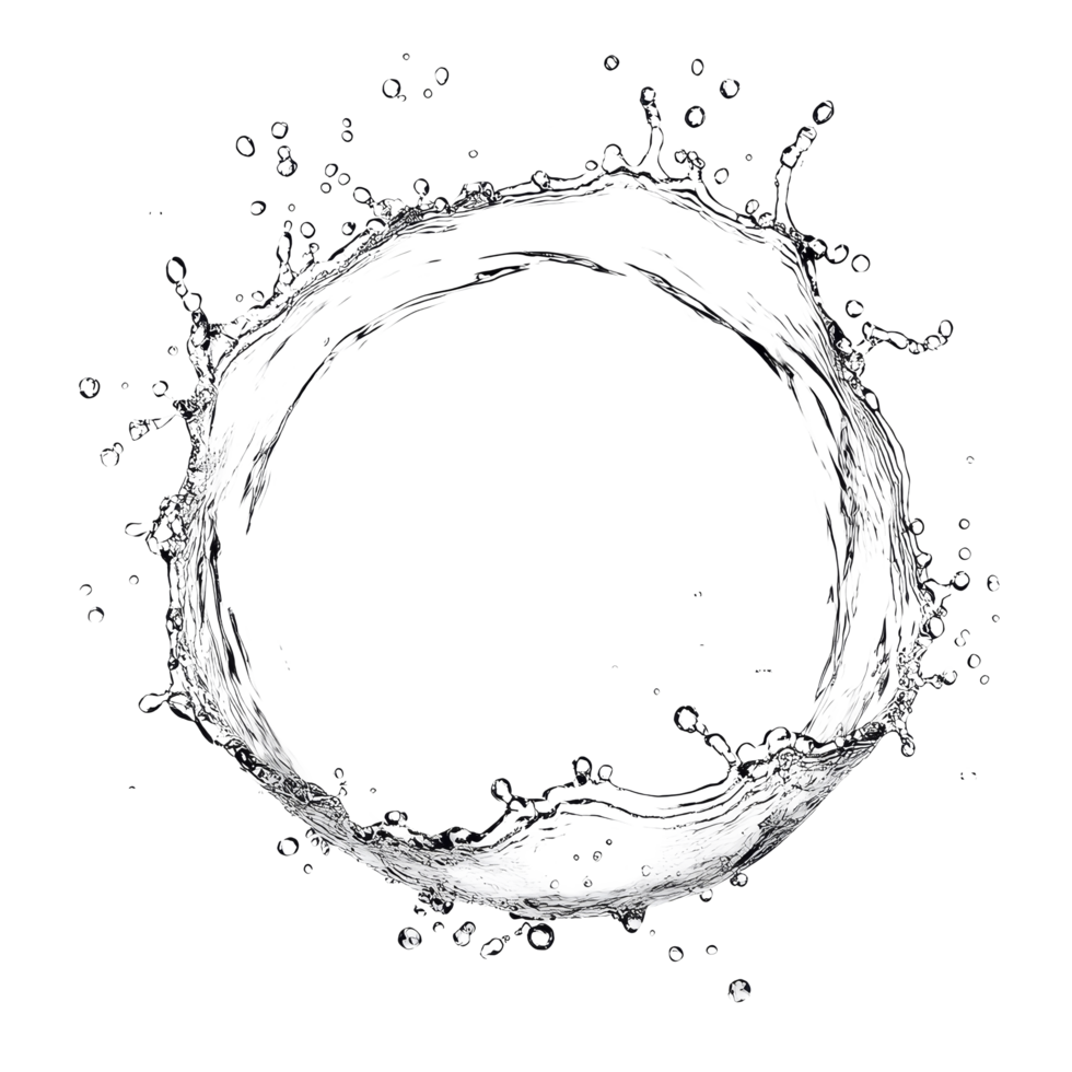 A mesmerizing water splash creates a perfect circular shape against a pure transparent background, Water splash forming a circle isolated png