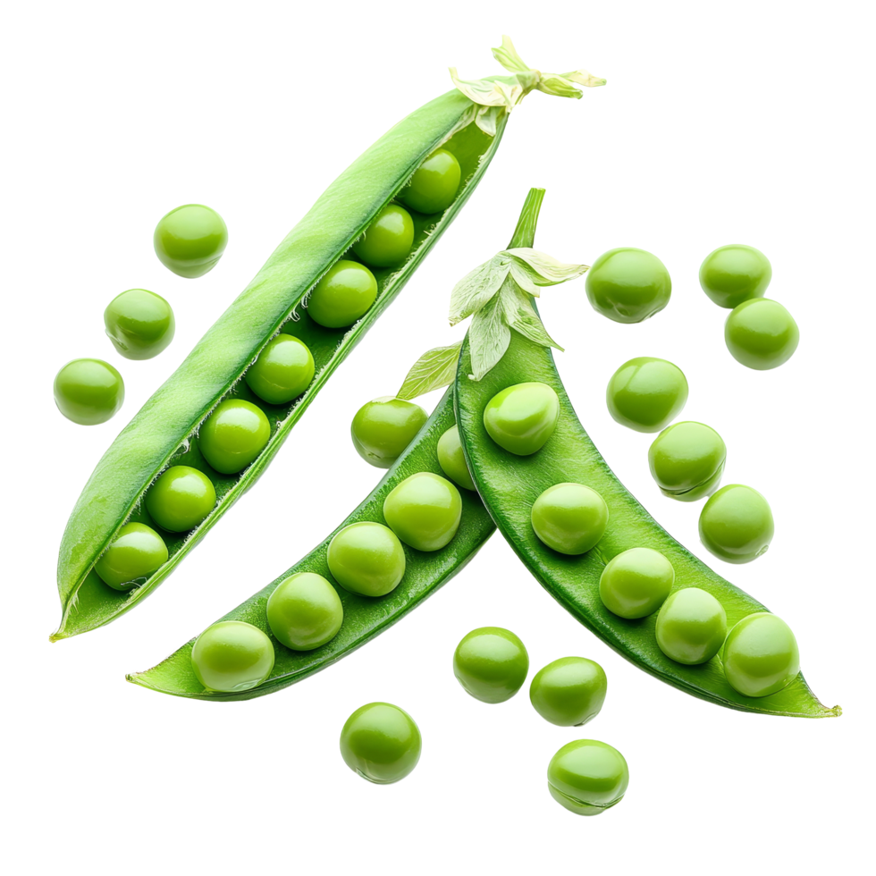Fresh green peas arranged on a transparent background, showcasing their natural color and texture, Green peas on transparent background png