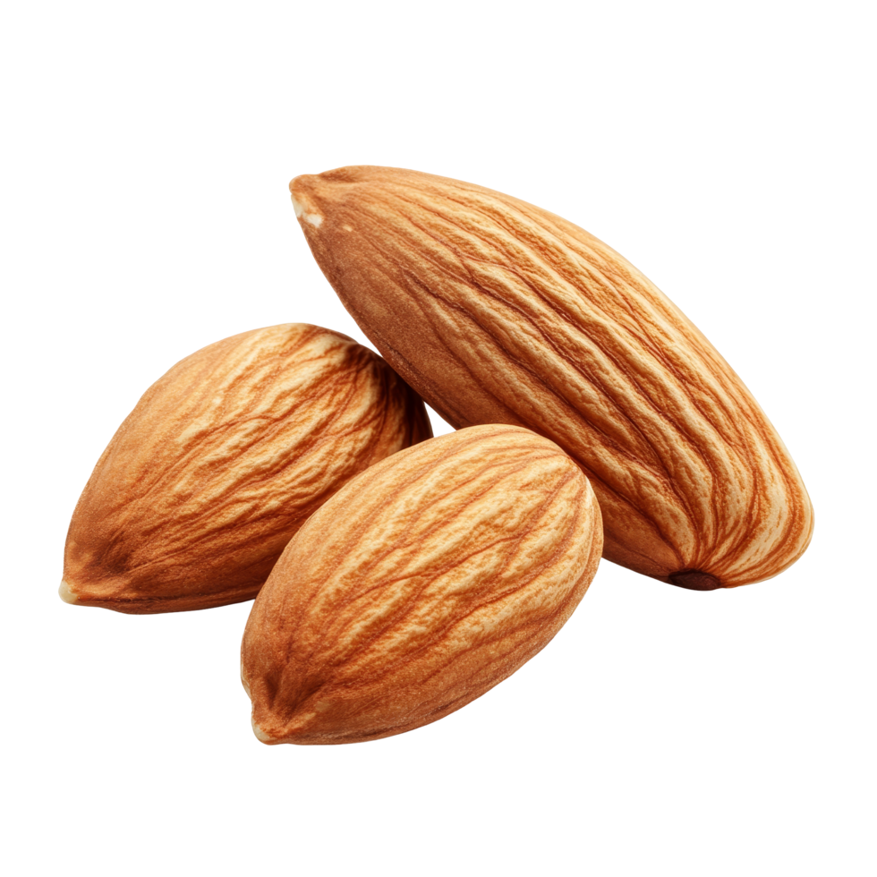 Closeup of raw almonds on a transparent background showcasing their natural texture and shape, Almonds isolated on transparent background png