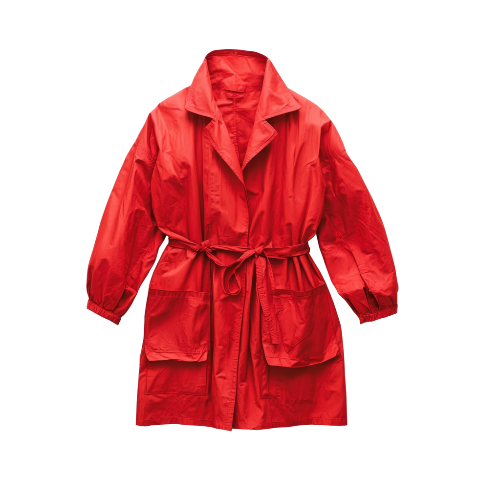 Stylish red smock hanging against a plain transparent background showcasing modern outerwear design and vibrant color, red smock on transparent background png