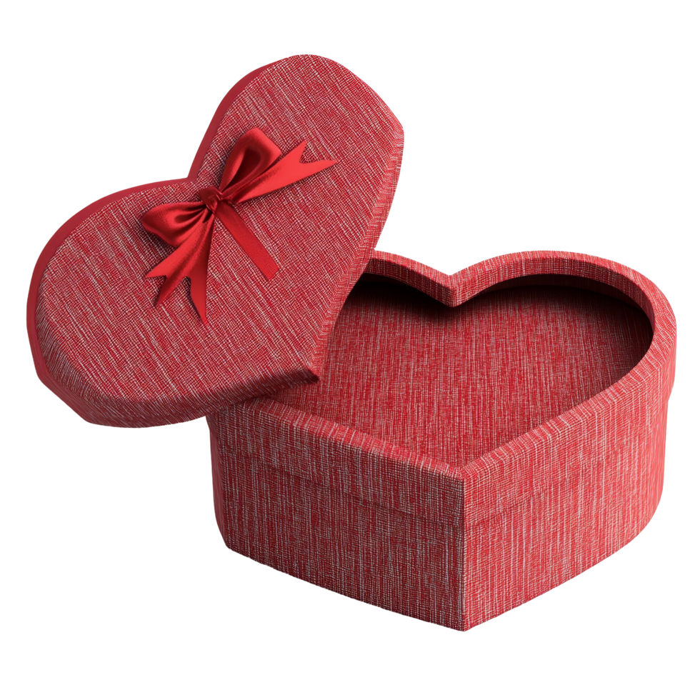 Red heartshaped gift box with a bow, perfect for expressing love and affection on special occasions, Red heart shape open gift box png