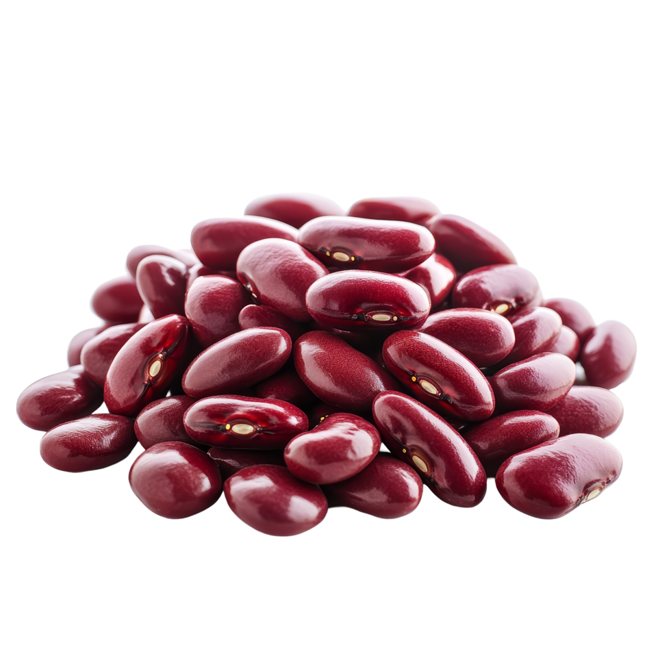 A vibrant pile of red kidney beans isolated on a clean transparent background perfect for culinary uses, Pile of red kidney beans isolated png