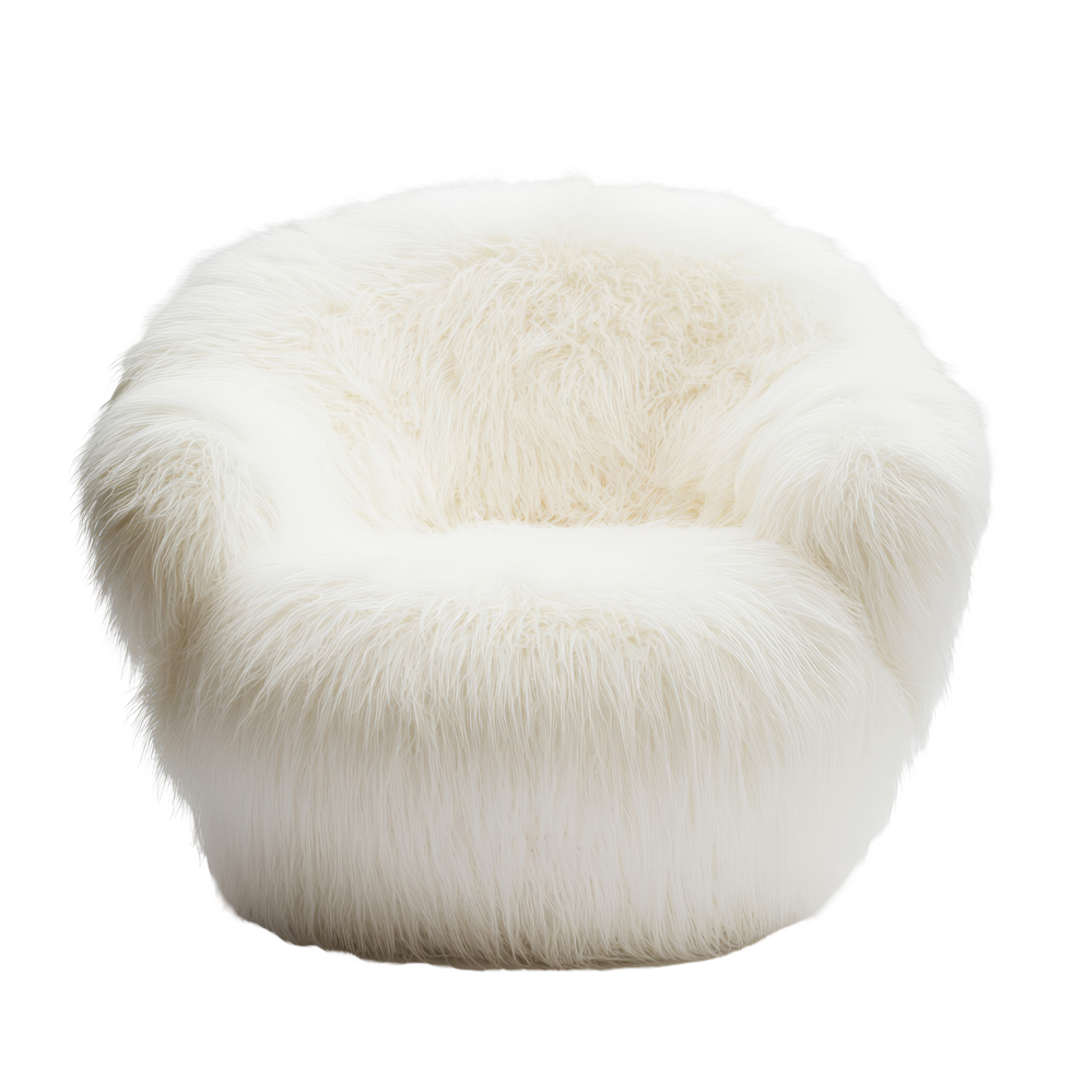 Fluffy transparent chair set against a minimalistic transparent background, showcasing plush texture and inviting comfort, transparent fluffy chair isolated on transparent png