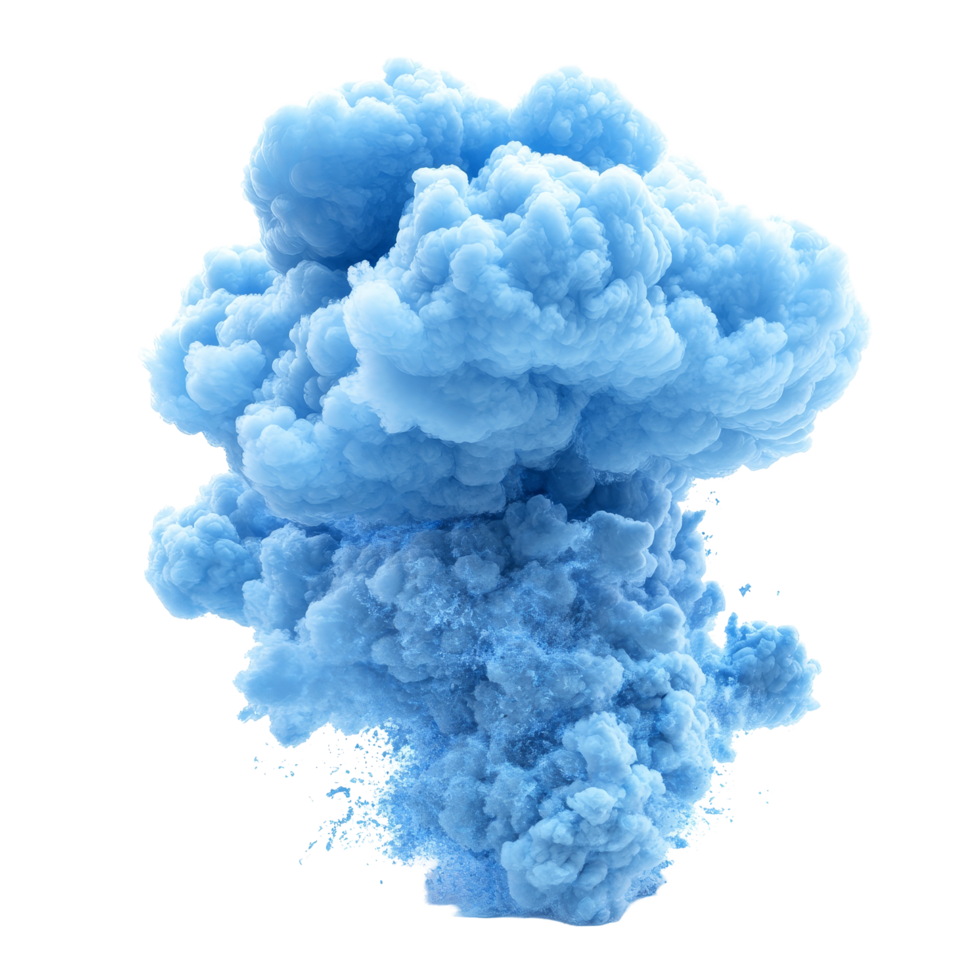 Isolated blue cumulonimbus cloud explosion against a transparent backdrop, highlighting dynamic weather, Blue Cumulonimbus Cloud Explosion, Isolated on transparent background png