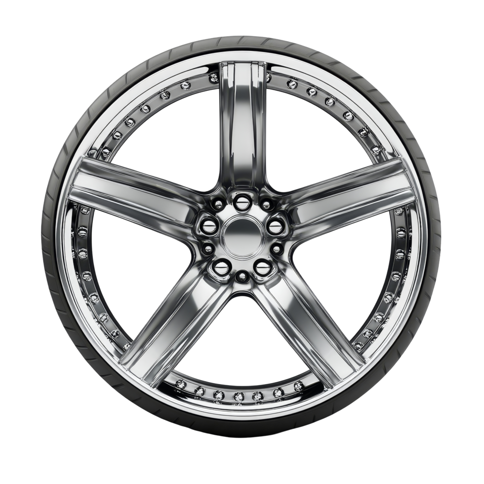 Sleek modern car wheel rim on a clean transparent background showcasing exceptional design and style, Modern Car Wheel Rim on transparent background png