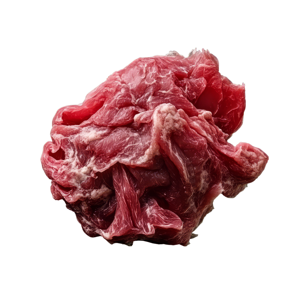 Isolated raw pulp meat displayed against a black background showcasing its rich texture and color, Isolated raw pulp meat png