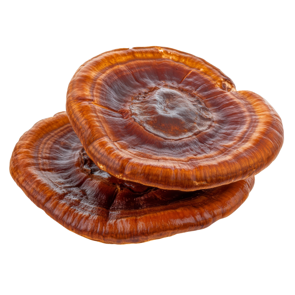 Lingzhi mushroom Ganoderma lucidum isolated on a transparent background showcasing its vibrant colors and unique shape, Lingzhi Mushroom Ganoderma Lucidum isolated on transparent background png