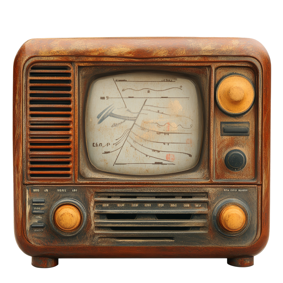 Vintage radio with retro design showcasing analog display and wooden casing, ideal for adding nostalgia to any setting, vintage radio file no background png