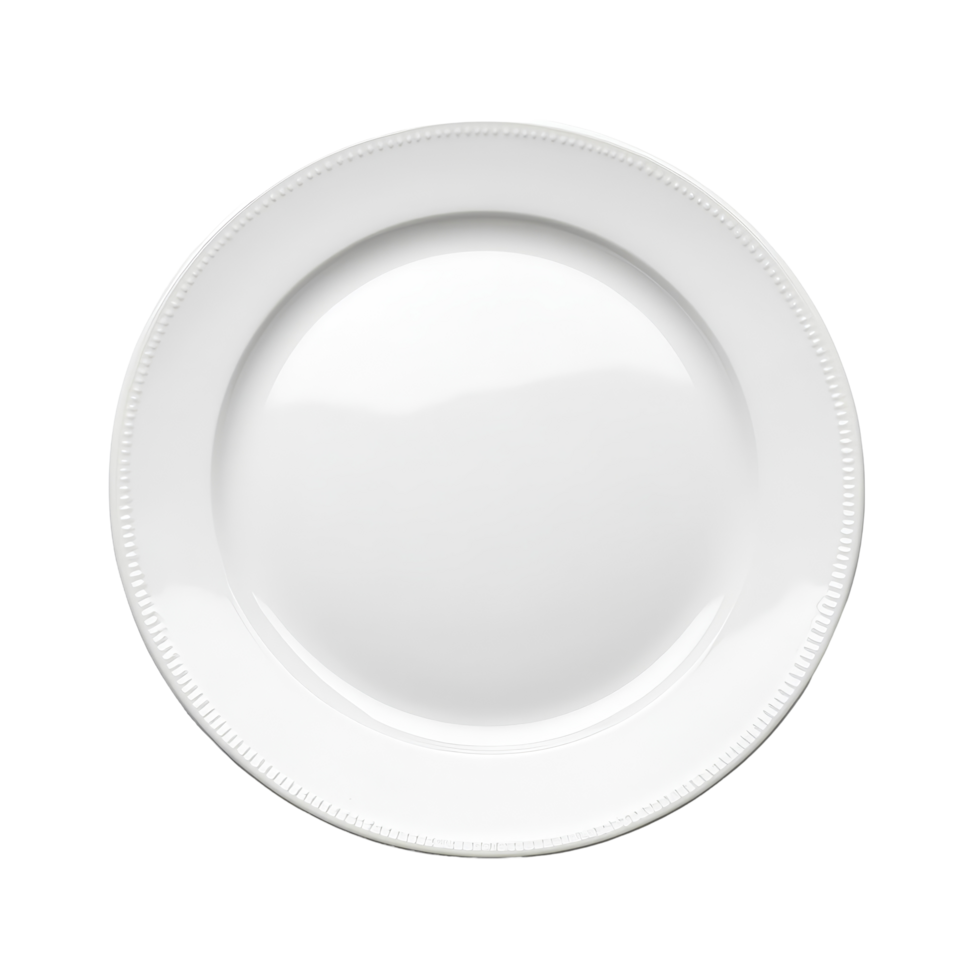 A plain transparent plate isolated against a clean transparent background ready for serving food or displaying culinary art, Empty plate isolated on transparent background png