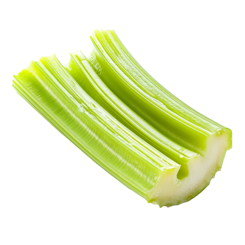 Fresh celery slice isolated on a transparent background showcasing its vibrant green color and crisp texture perfect for culinary presentations, celery slice isolated on transparent background png