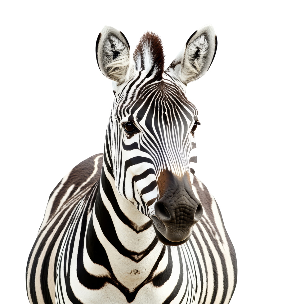 Closeup view of a young zebra in its natural habitat in Africa during daylight hours, Young beautiful close up zebra Africa animal isolate die cut stand on transparent background in zoo png