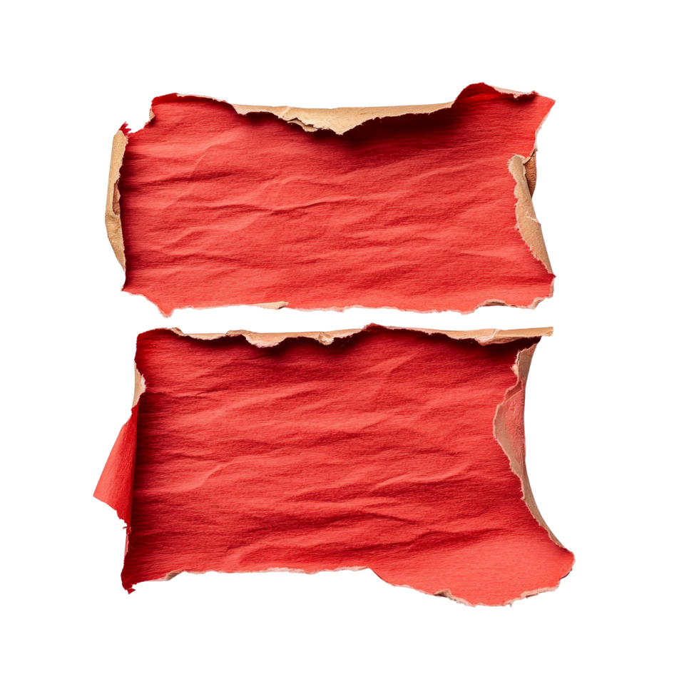 Red torn paper isolated on a transparent background for creative design and artistic projects, red torn paper isolated on transparent background png