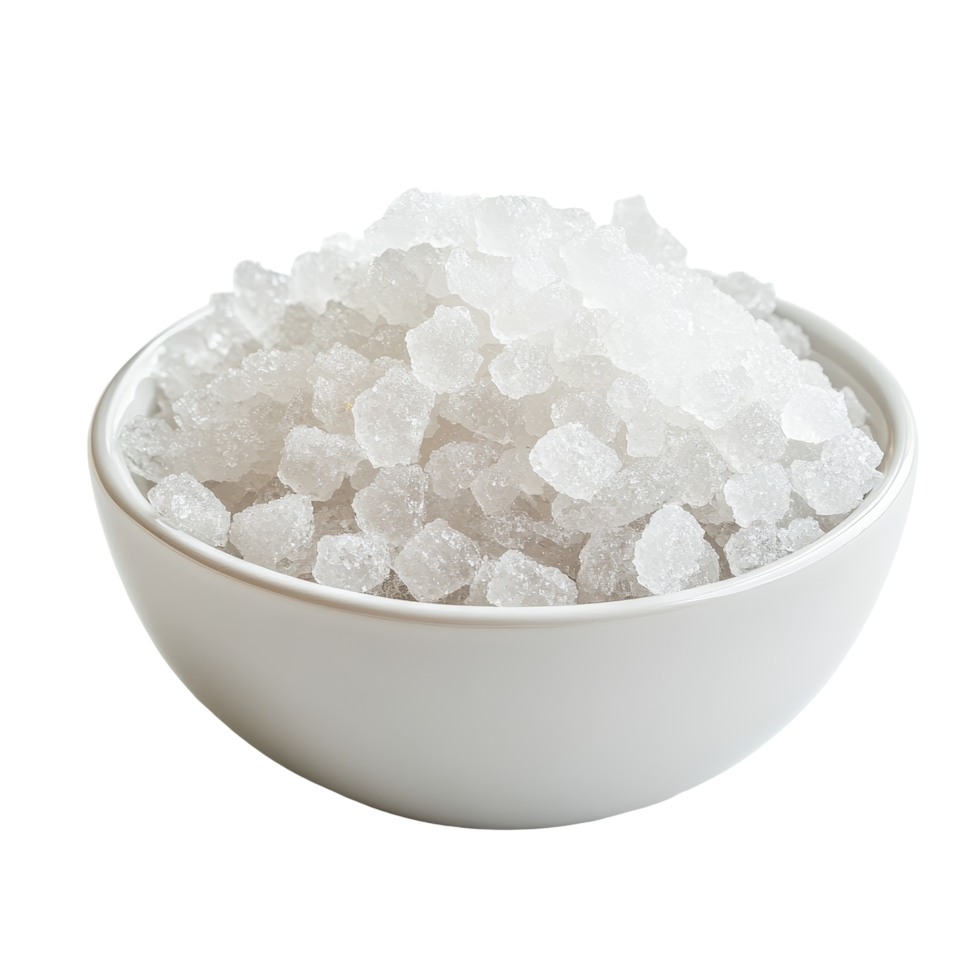 Rock sugar piled in a clean transparent bowl against a minimalist transparent background for culinary use and decoration, Rock sugar in transparent bowl on transparent background png