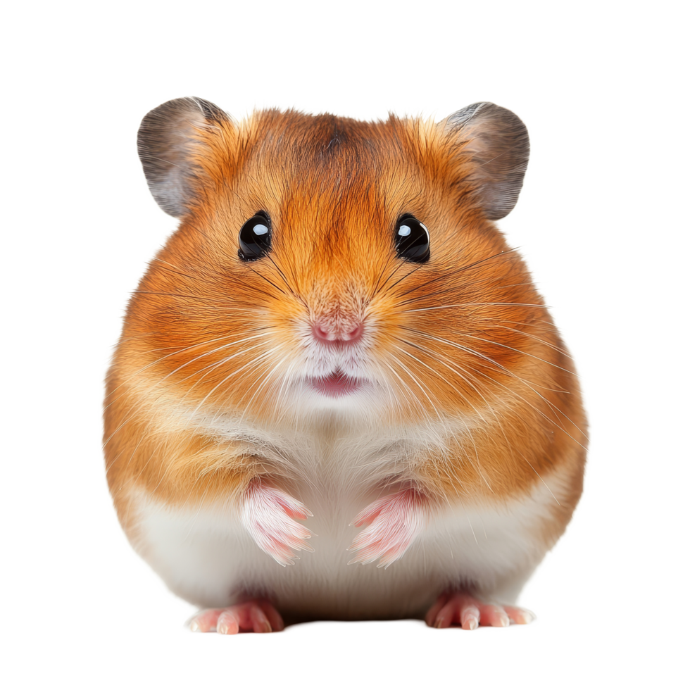 Adorable little hamster sitting calmly on a clean transparent background with curious eyes and soft fur for a charming closeup view, cute hamster isolated on transparent background png