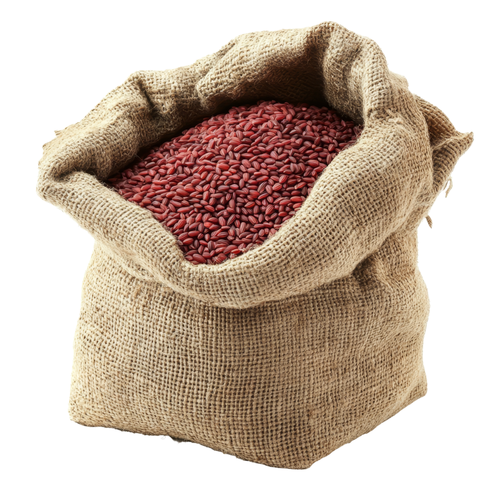 A sack of nutritious rice berry on a transparent background ideal for healthy eating and meal preparation, Rice Berry in sack on transparent background png
