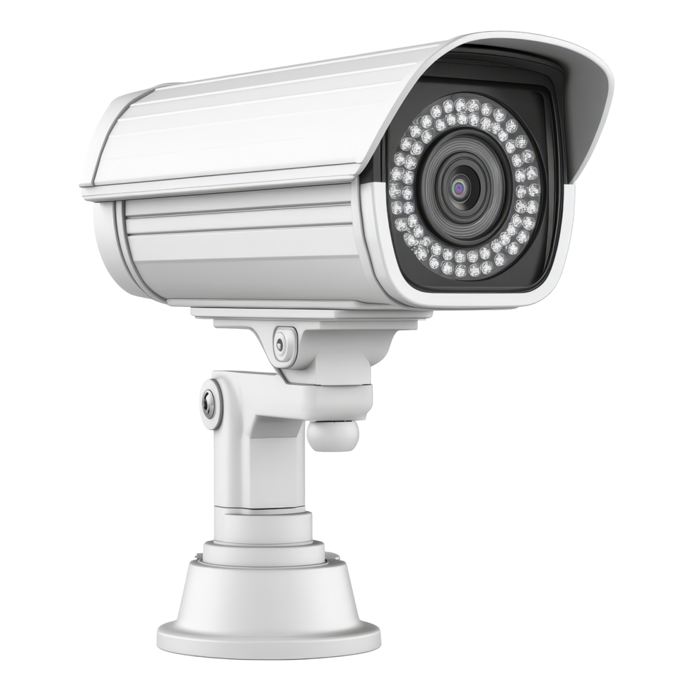Transparent image of a modern security camera designed for surveillance and monitoring in various environments, Security Camera transparent background Isolated Surveillance png