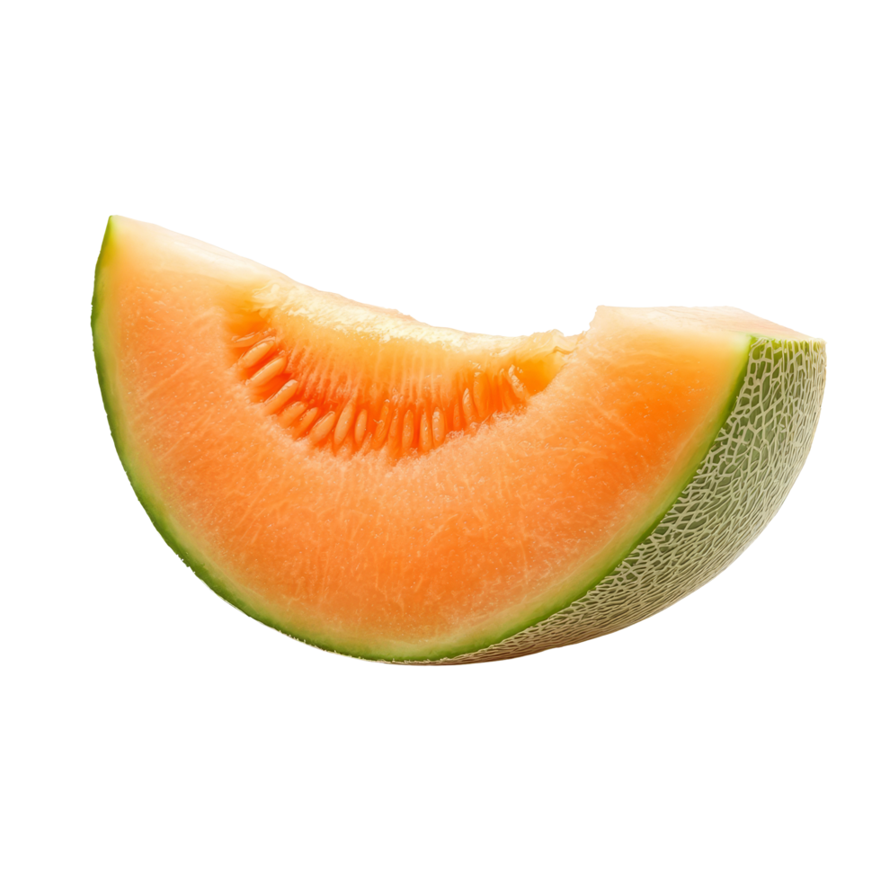 Fresh orange melon slice isolated on a transparent background, showcasing its juicy texture and vibrant color, melon slice isolated on transparent background png