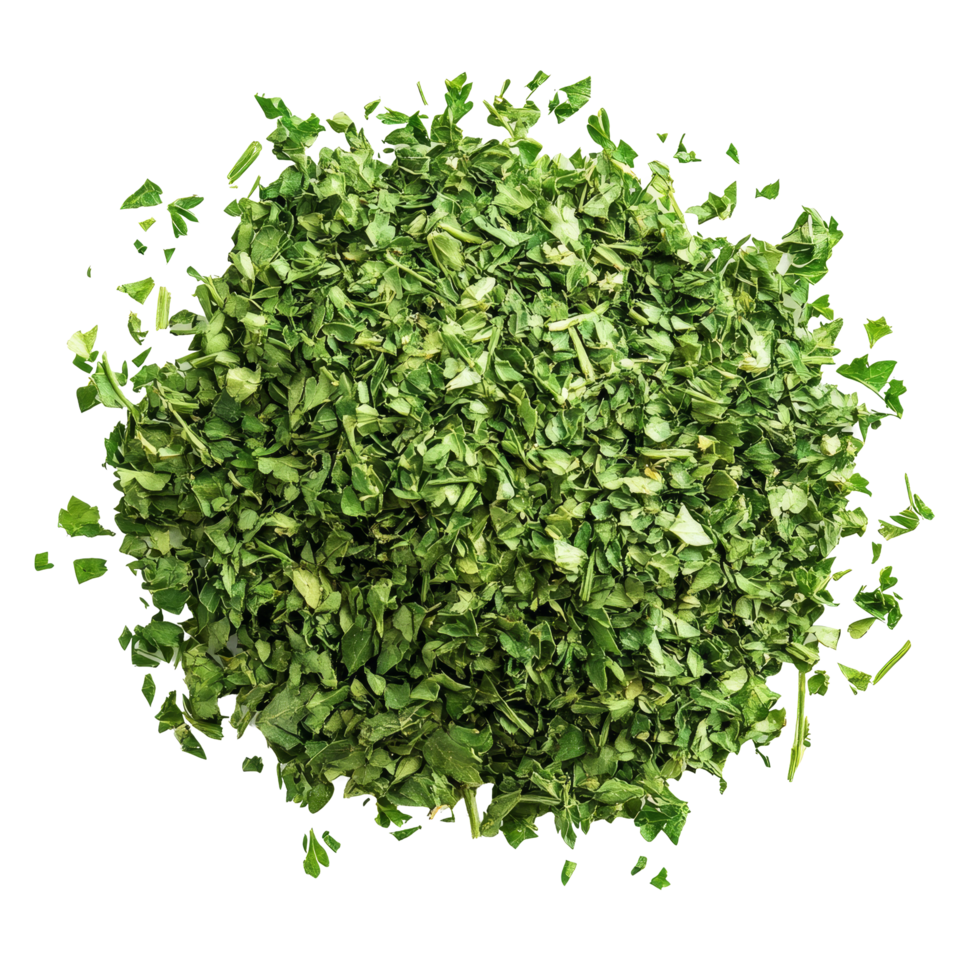 Dried parsley on a transparent background for culinary use and seasoning applications, Dried parsley isolated on transparent background png