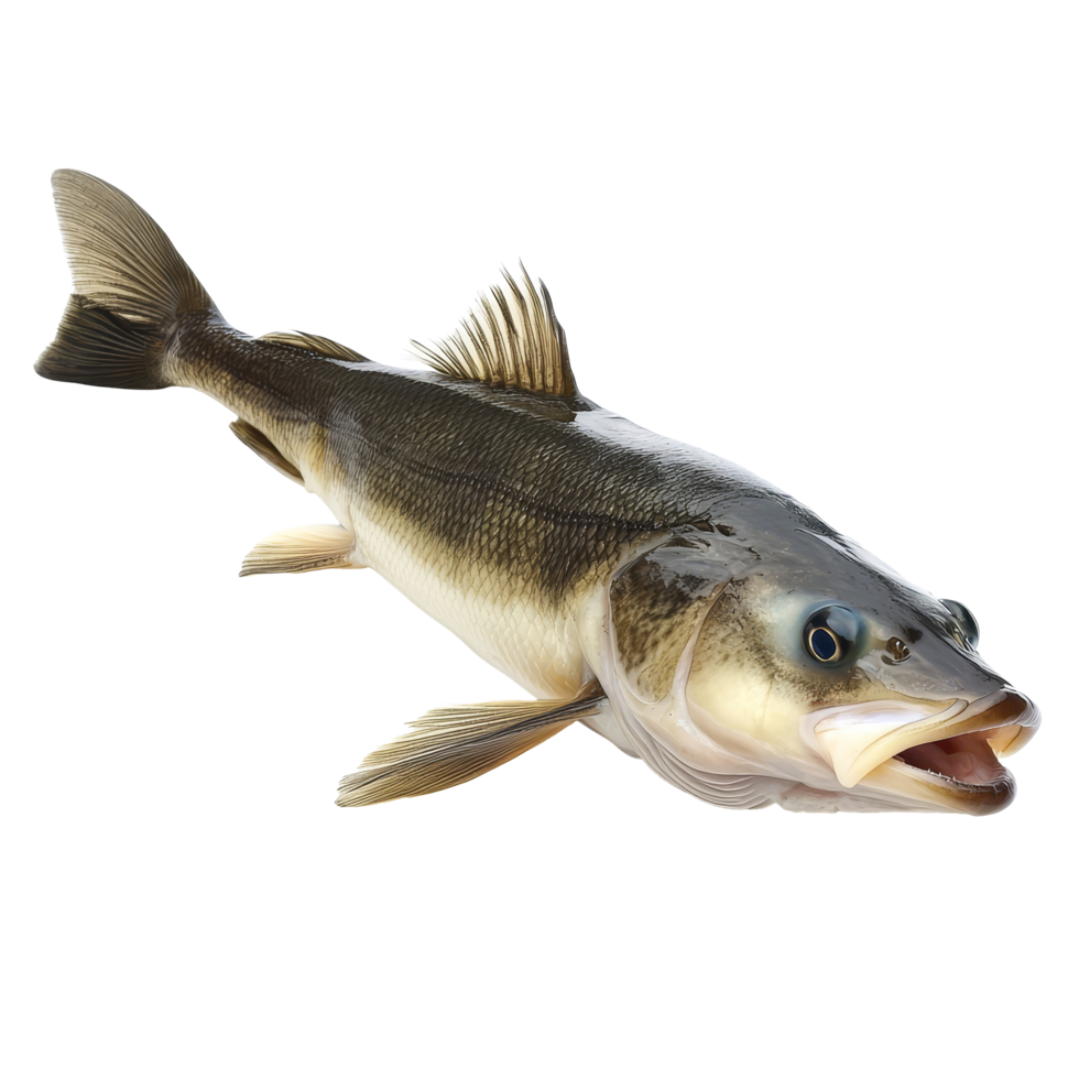 Fresh cod fish displayed on a transparent background, showcasing its natural features and details in a clear and vibrant manner, Cod Fish Isolated on transparent background png