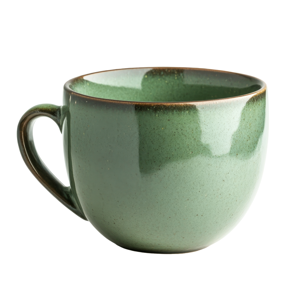 Elegant green ceramic cup perfectly isolated on a transparent background for minimalist display and design inspiration, green ceramic cup isolated on transparent background png