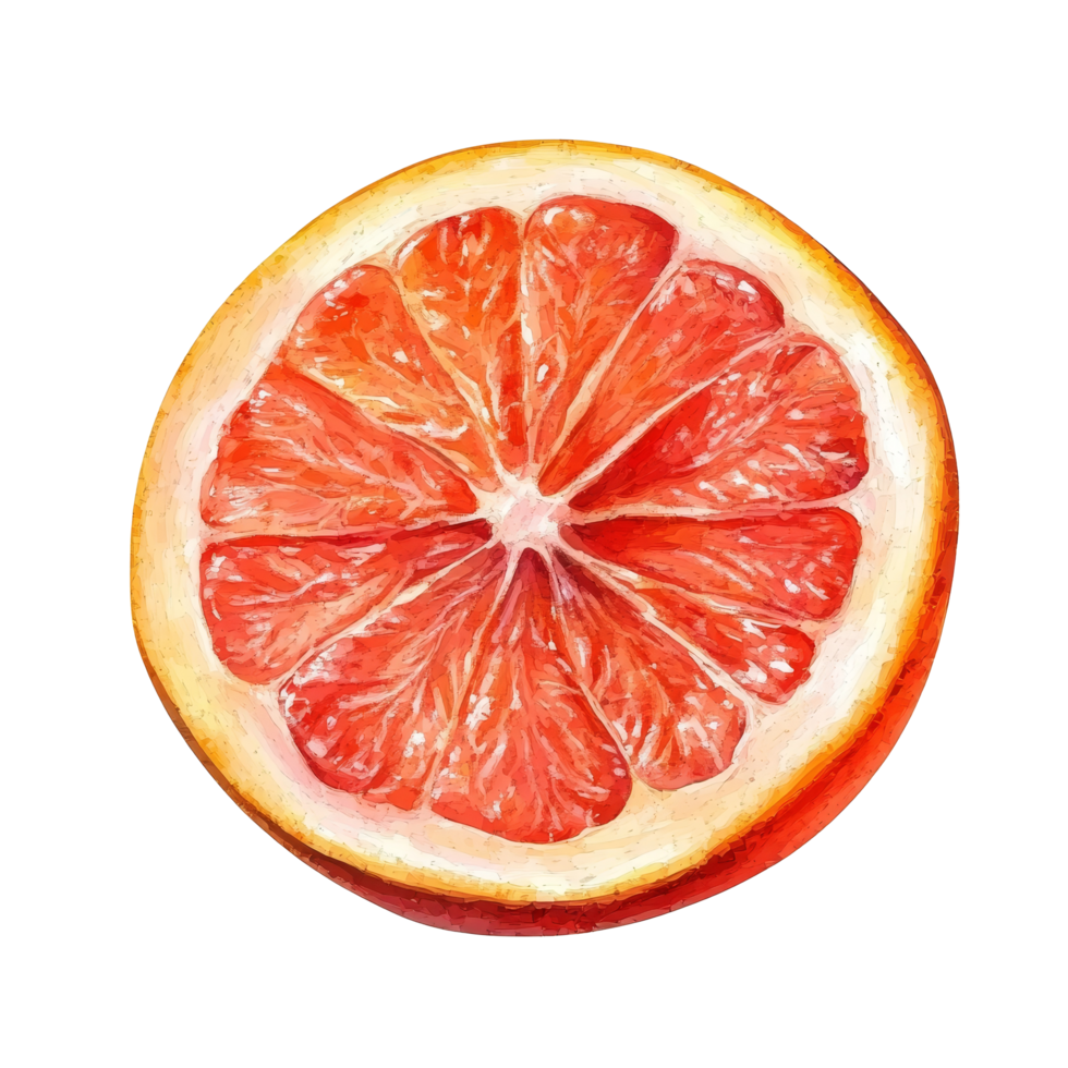Fresh grapefruit slice isolated on a transparent background showcasing its vibrant colors and juicy segments, Grapefruit slice isolated on transparent background png