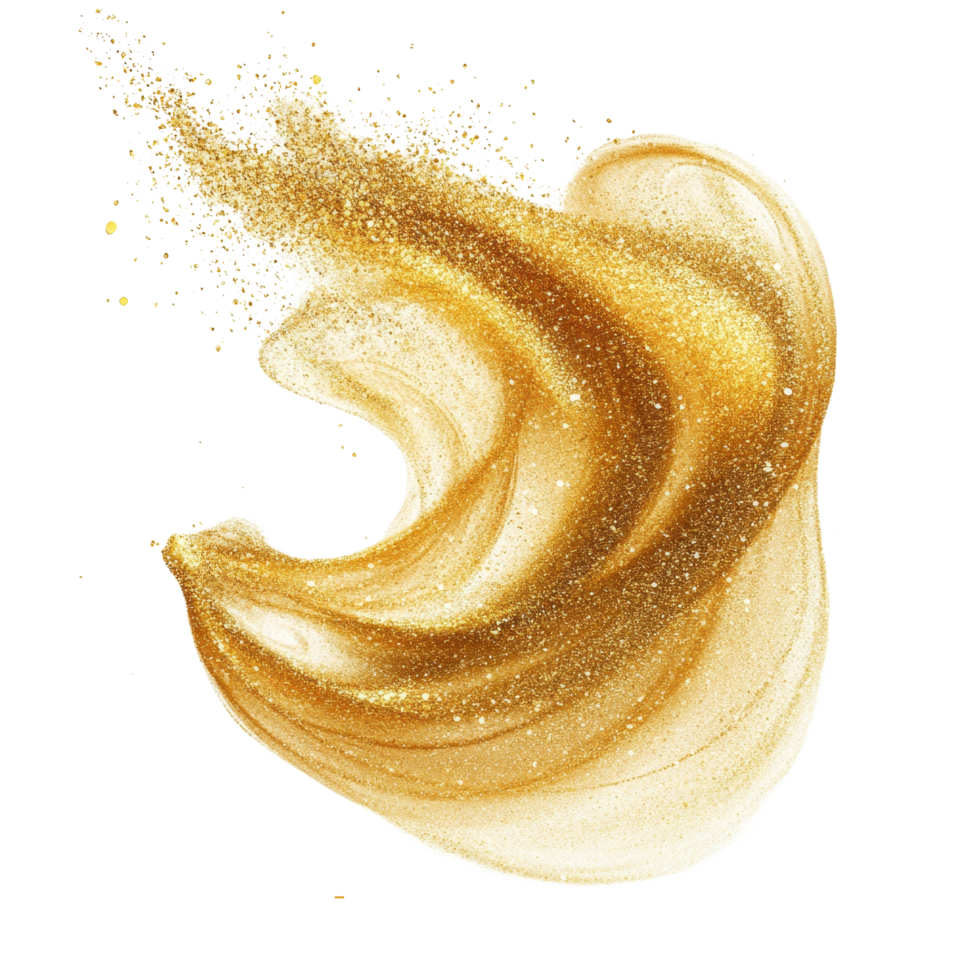 Elegant gold dust swirl effect isolated on transparent background enhances artistic visual appeal, Gold Dust Swirl Elegance, file of isolated object on transparent background png