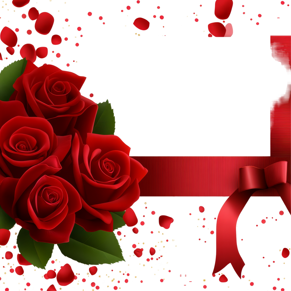 Elegant red rose background with a blank gift card space for personalized messages and heartfelt notes, Red rose background Gift card png