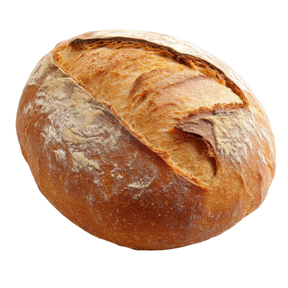 Freshly baked bread loaf on whole wheat bread, isolated against a transparent background, bread on whole wheat bread isolated on transparent background png