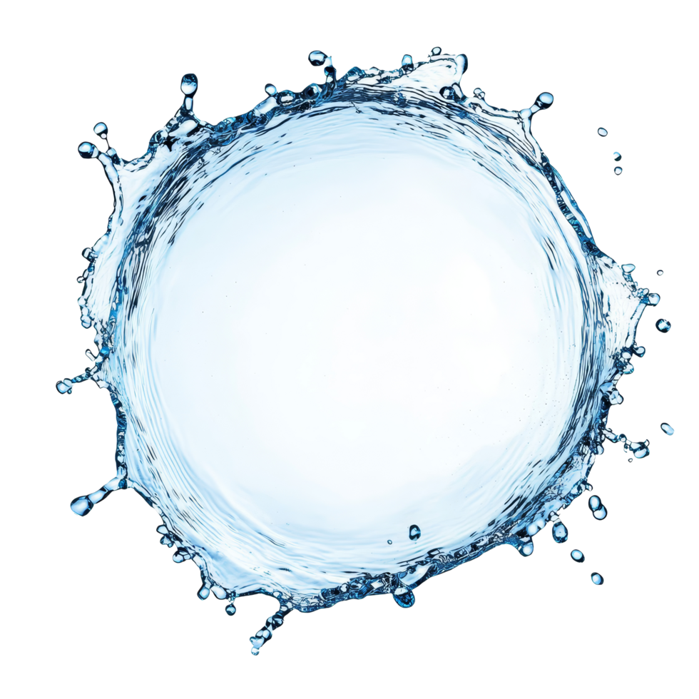 Dynamic water splash forming a perfect circular shape against a clean transparent background, Water splash forming a circle isolated png