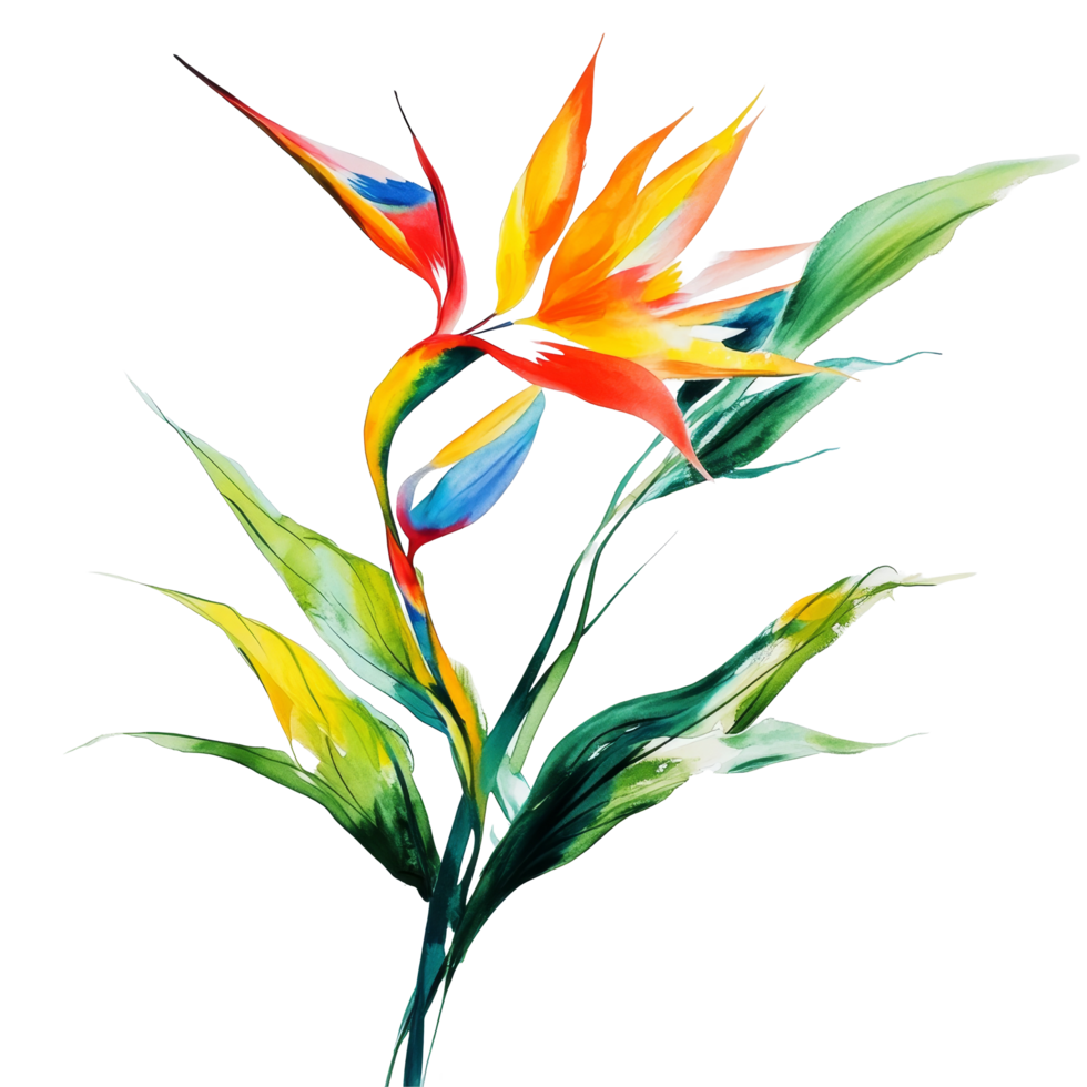 Vibrant bird of paradise flower in striking colors against a clean transparent background, Floral bird of paradise in , transparent background png