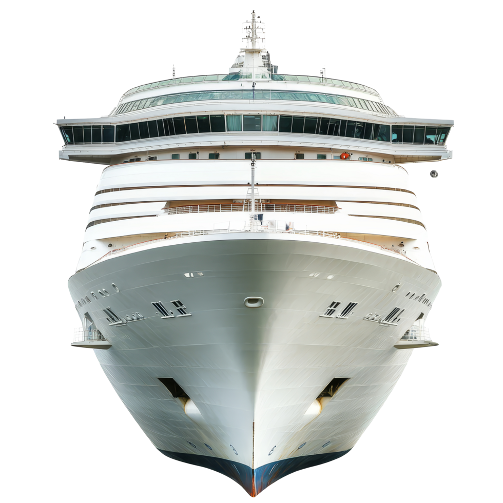 A large cruise ship stands out against a pristine transparent background showcasing its impressive design and structure, cruise ship isolated transparent background png
