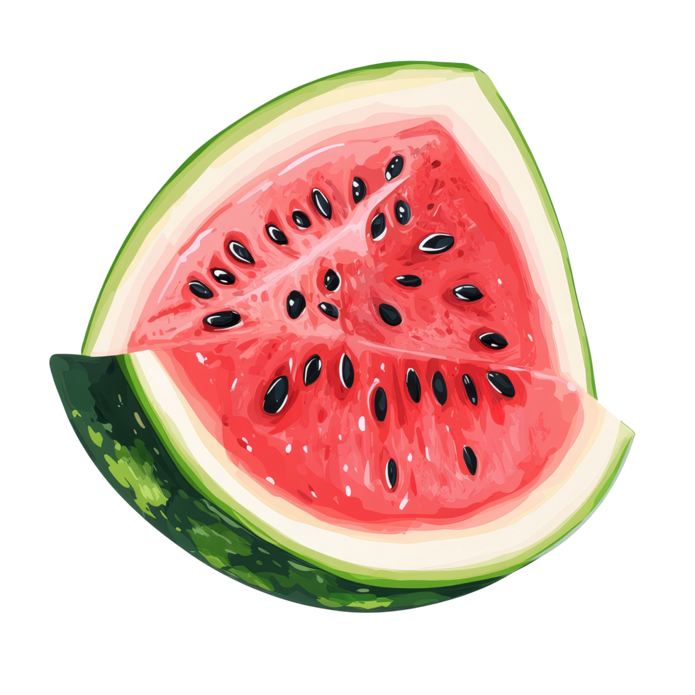 Freshly cut sweet watermelon showcasing vibrant colors on a crisp transparent background for a refreshing summer treat, sweet watermelon isolated on transparent background png