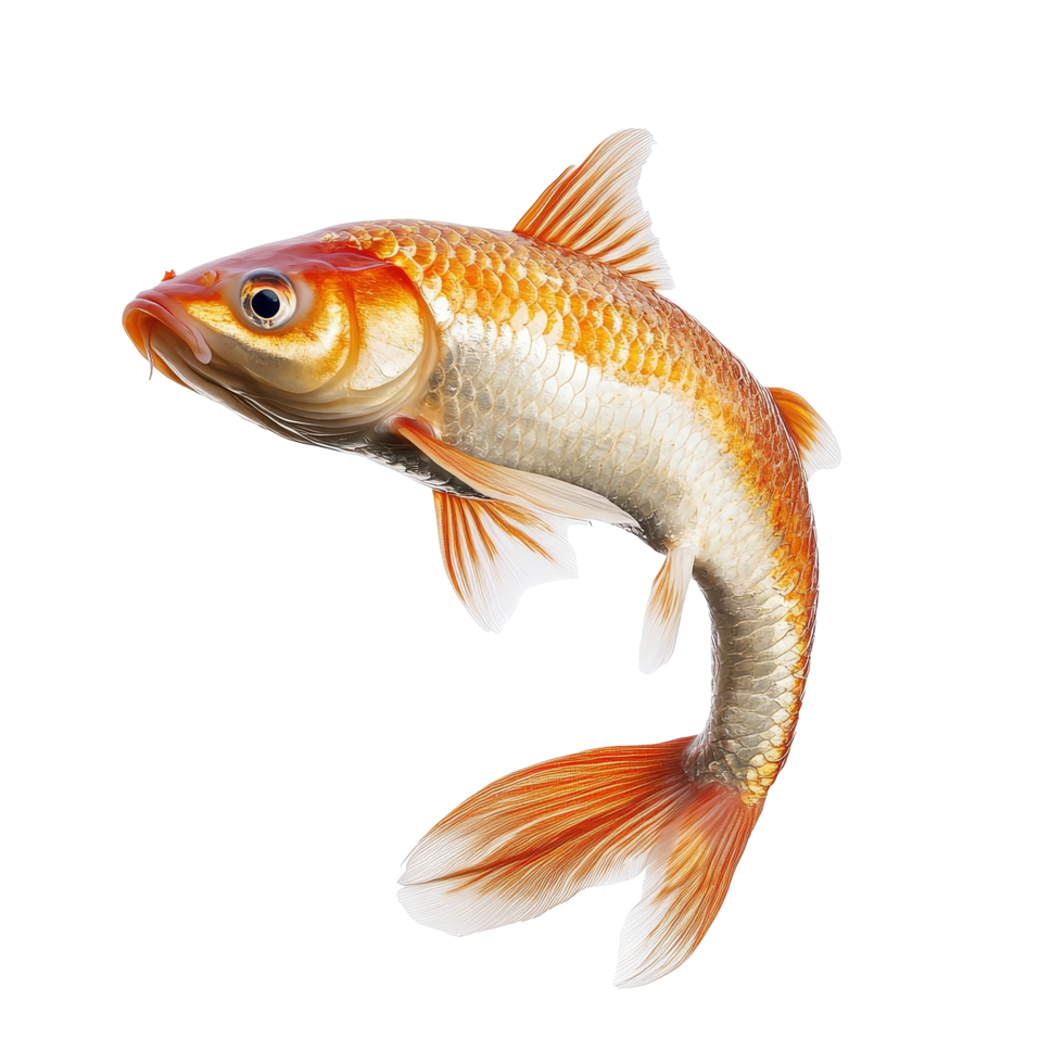 Real fish leaping in midair over a clean transparent background showcasing its vibrant colors and features, Leaping Real Fish isolated on transparent background png